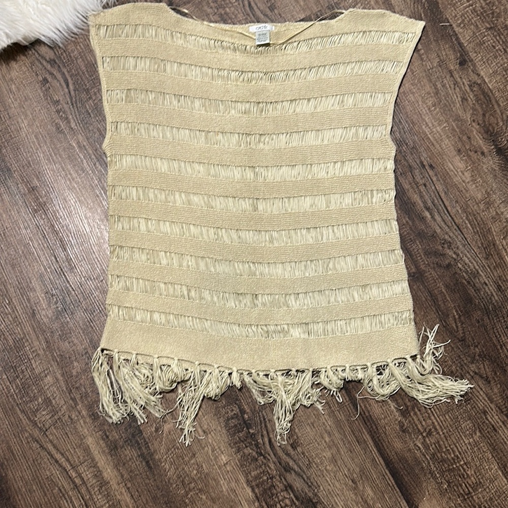 Beige sleeveless Top splits on the side